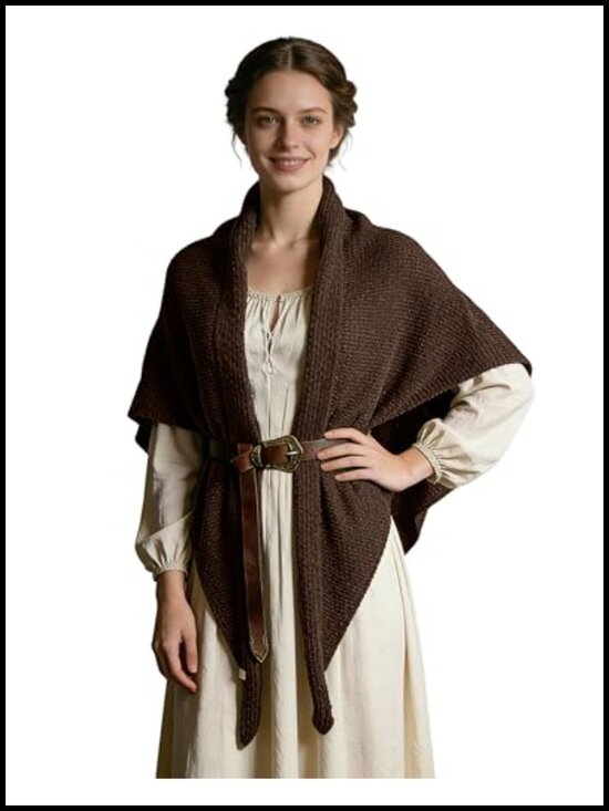 Accessories - Medieval Renaissance Knit Triangle Shawl Wrap Ren Faire Cosplay